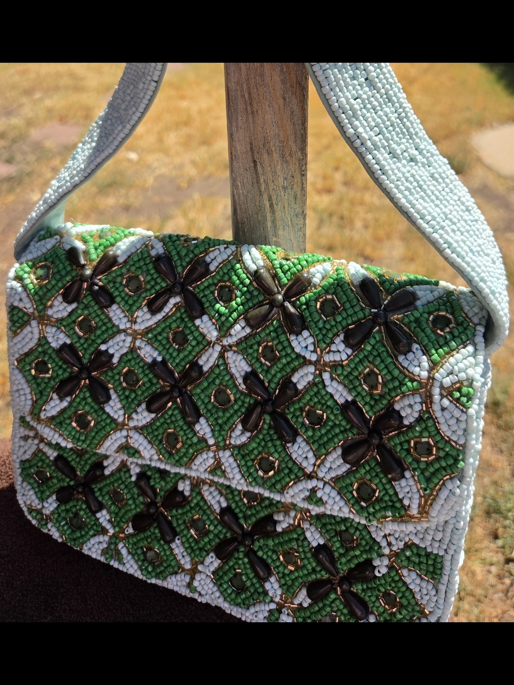 ROSS Green Beaded Floral Crossbody Bag - Unbranded